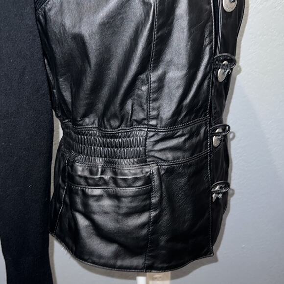Harley Davidson Button Front Leather Vest with Cinch Waist & Pockets-M - Picture 13 of 15